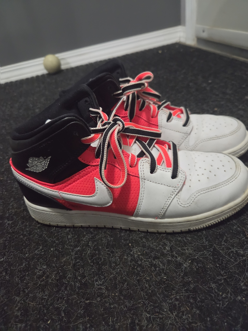 Nike Kids High-Top Sneakers - White, Black & Red
